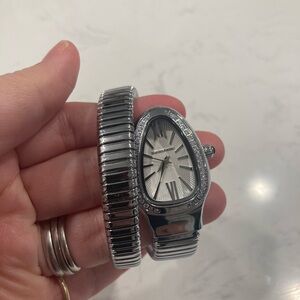 Silver Serpentine Wrap Watch